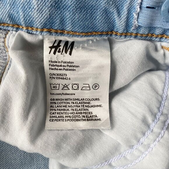 H&M Jeans Juniors 18 Wide Leg Swirl Pattern Light Wash Adjustable Waist Flaw - Picture 8 of 16